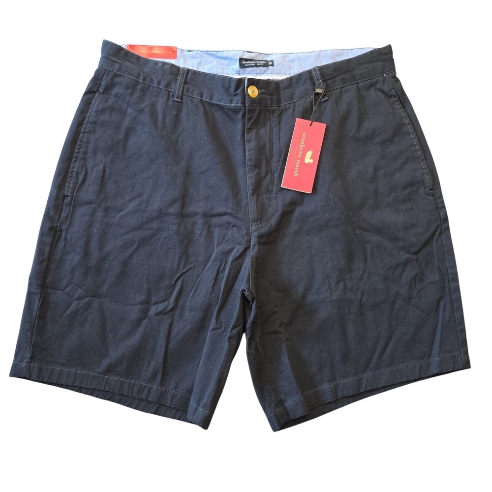 Southern Marsh Regatta Khaki Chino Shorts 34 Dark Blue Flat Front Cotton Men